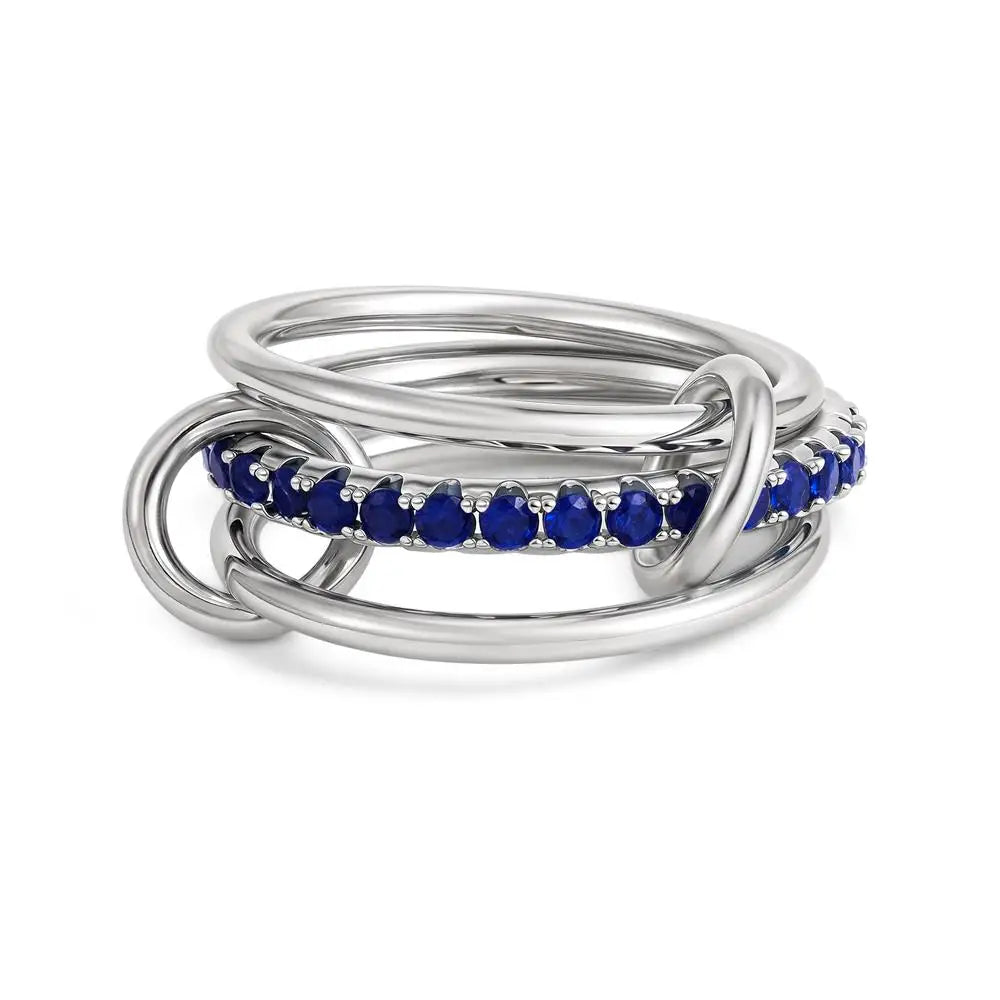 Chunky Gold Plated Stainless Steel Zircon Multilayer Everly Stacked Ring Eternity Jewelry