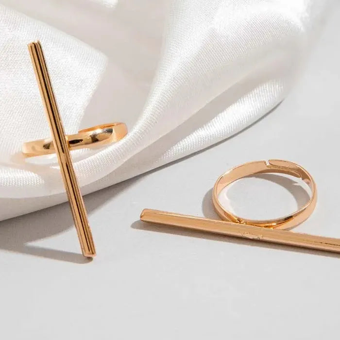Adjustable Geometric Open Rings for Women Punk Hip Hop Fashion Jewelry