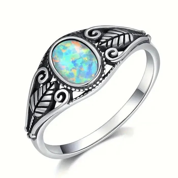 Vintage Resin and Copper Carved Hollow Oval Ring for Women’s Holiday Party Jewelry
