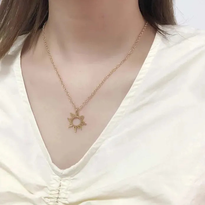Vintage Silver Sun Moon Pendant Necklace Stainless Steel Unisex Jewelry Gift Charm