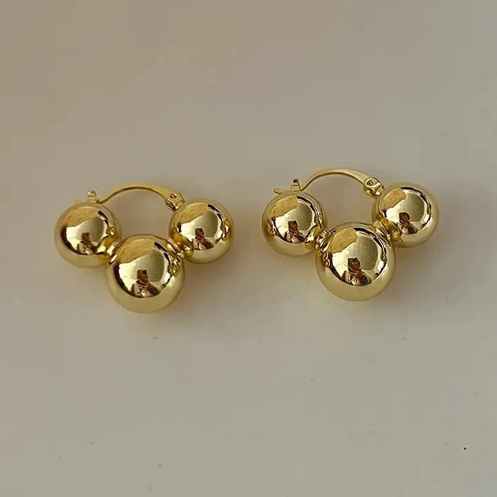 Copper Alloy Metal Ball Stud Earrings European American Style Women 2026