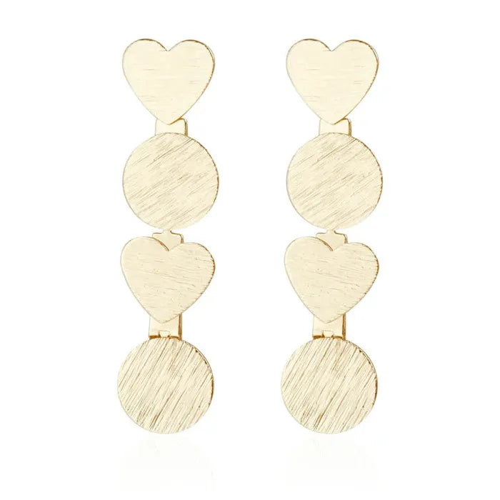 Heart and Geometric Zinc Alloy Necklace Bracelet Earrings Set for Women