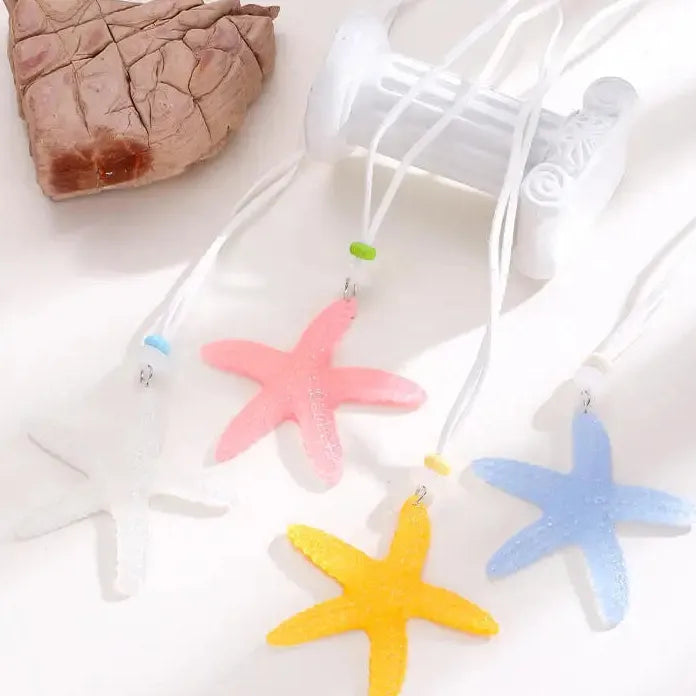 Blue Large Starfish Pendant Necklace for Women Romantic Holiday Jewelry