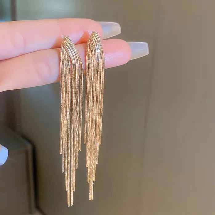 Chain Tassel Long Earrings for Women Geometric Statement Fashion Jewelry