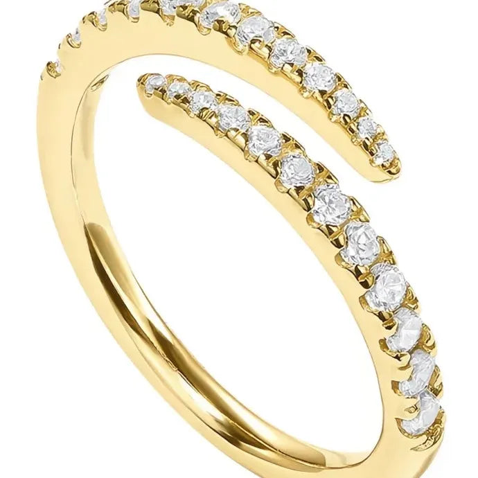 Stylish Women’s Opening Ring with Shiny Cubic Zirconia Brass Jewelry