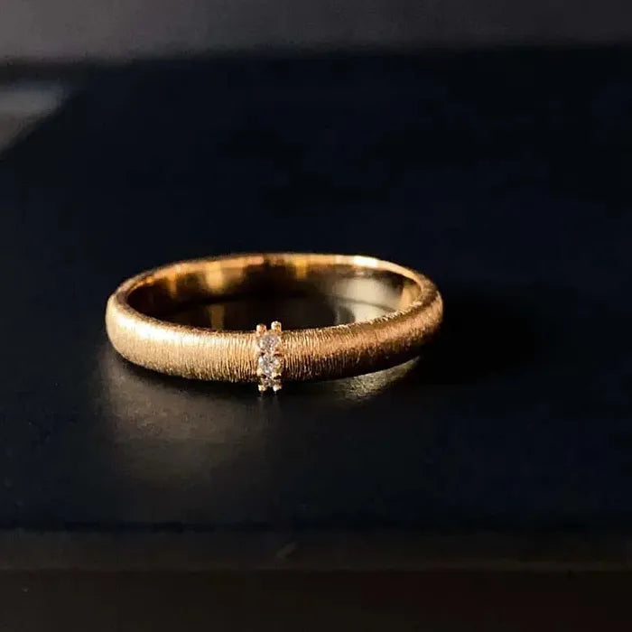 Copper Wire Drawing Crystal Ring Women Fashion Luxury Banquet Jewelry Mood Tracker
