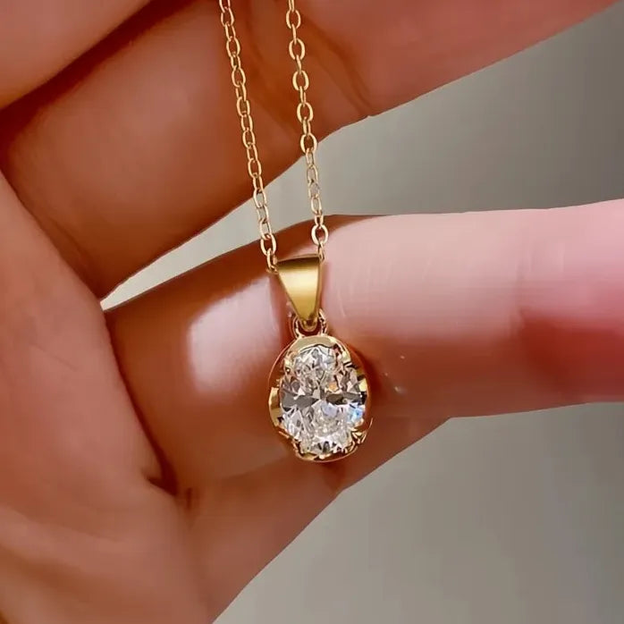 Minimalist Copper Alloy Geometric Pendant Necklace with Cubic Zirconia for Women