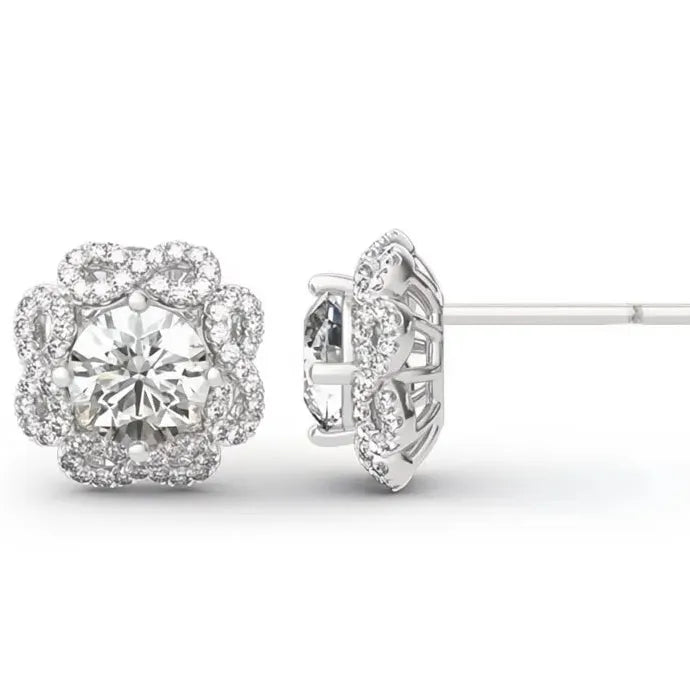 Geometric Cubic Zirconia Crystal Stud Earrings for Women Wedding Party Jewelry