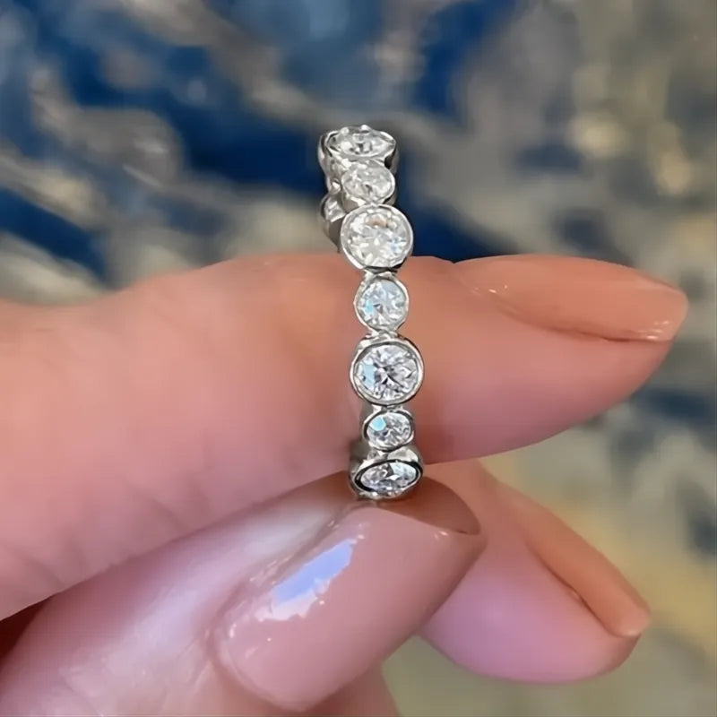 Trendy Round Cubic Zirconia Ring for Women Silver Gold Color Fashion Jewelry Daily Wear