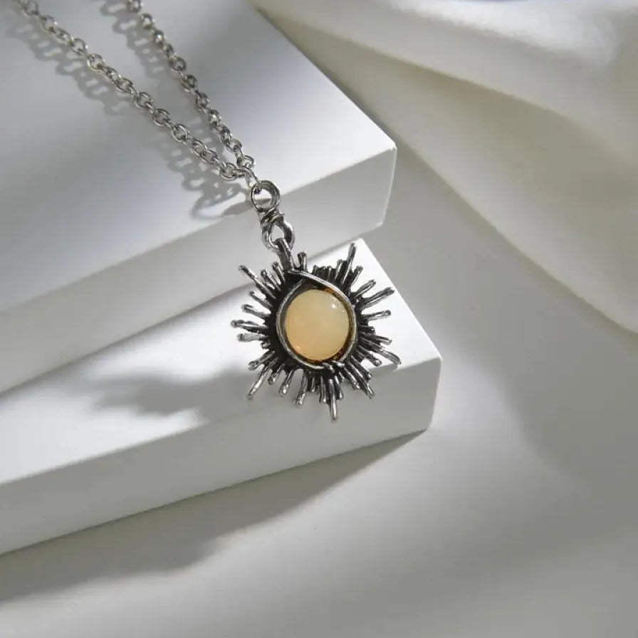 Moonstone Crescent Moon Pendant Necklace Vintage Boho Celestial Jewelry Gifts