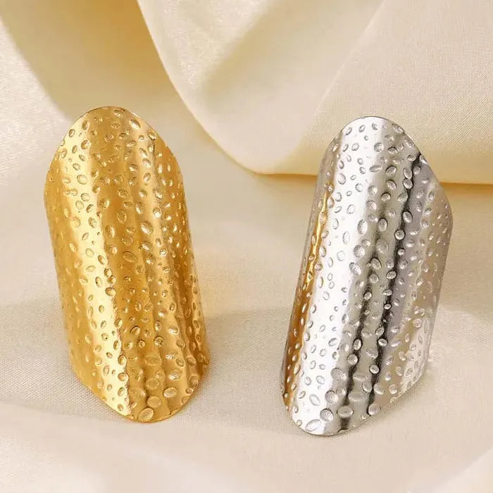 Stainless Steel Geometric Mood Tracker Ring for Women Gold Tone Jewelry