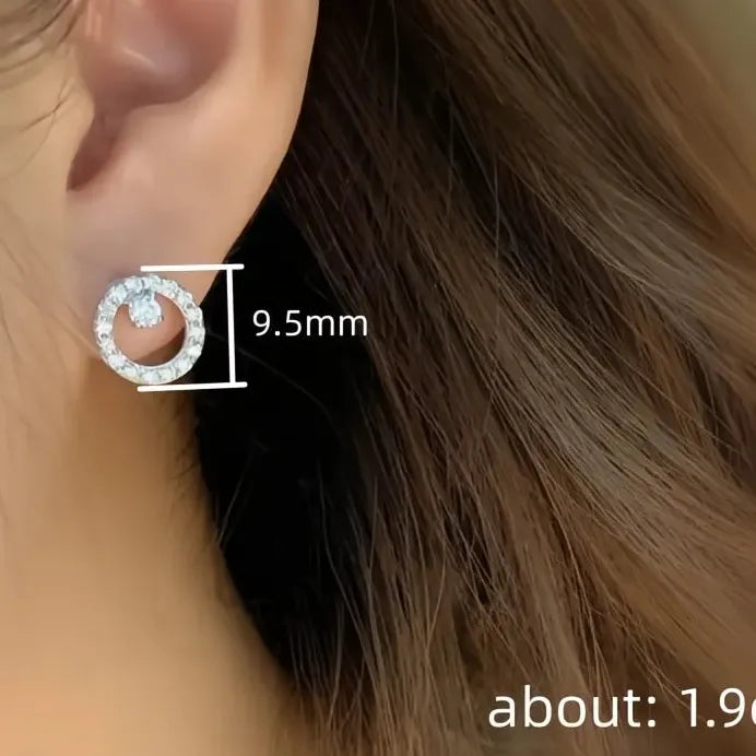 Geometric Cubic Zirconia Circle Stud Earrings for Women Daily Wear