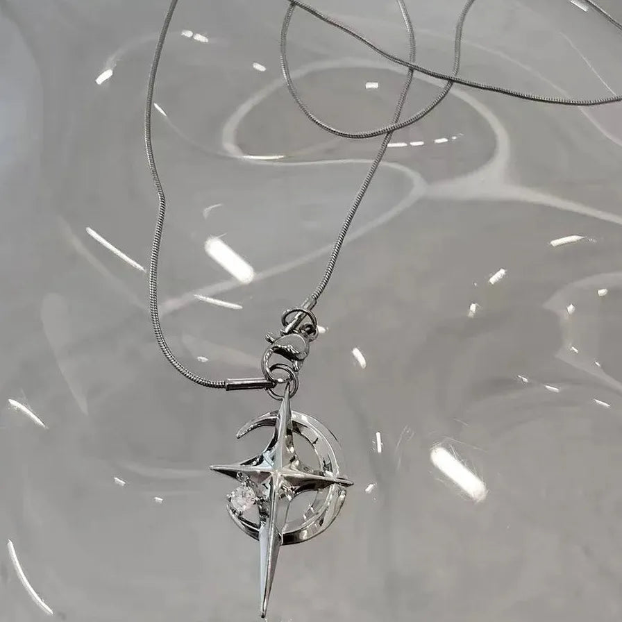 Punk Double Layer Cross Necklace for Women Men Halloween Charm Jewelry