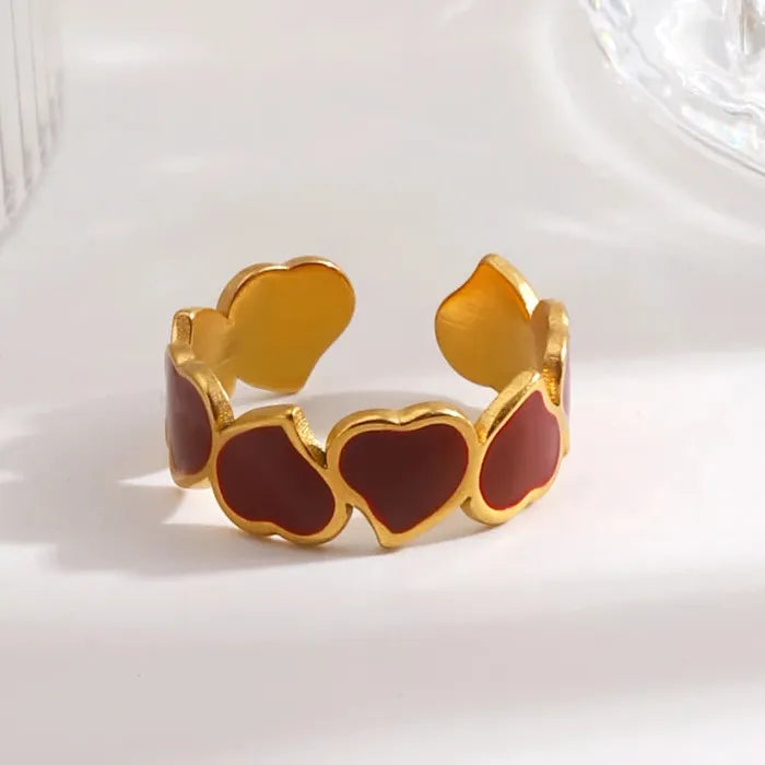 Adjustable Stainless Steel Love Ring for Women Irregular Heart Vintage Jewelry Gift