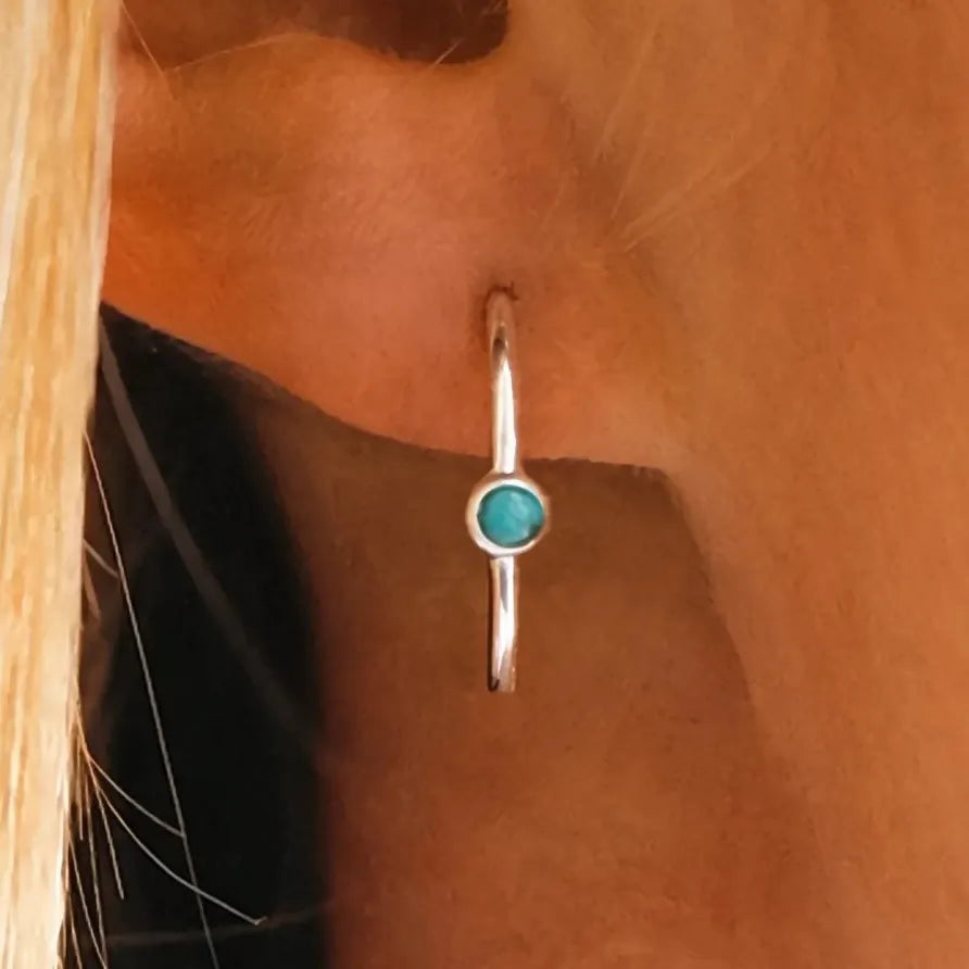 Vintage Blue Stone Geometric Silver Stud Earrings for Women Gift