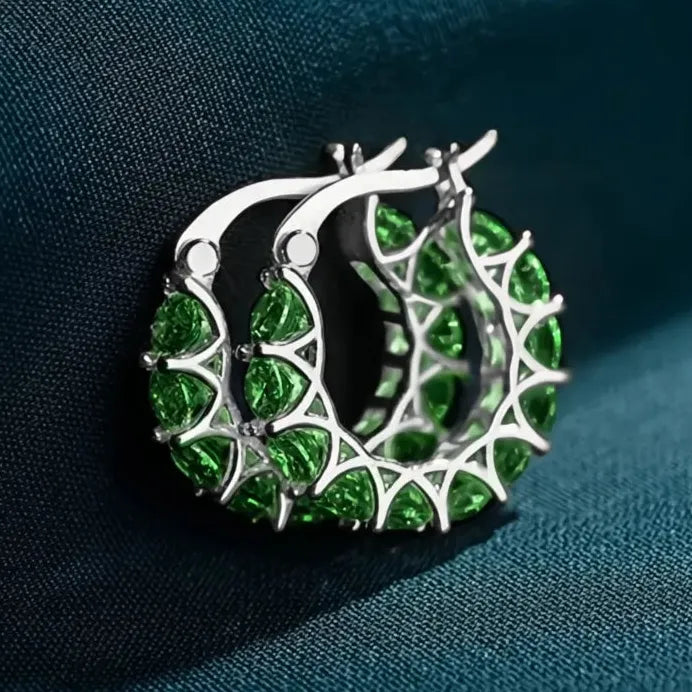 Geometric Cubic Zirconia Hoop Earrings for Women – Stylish Daily & Party