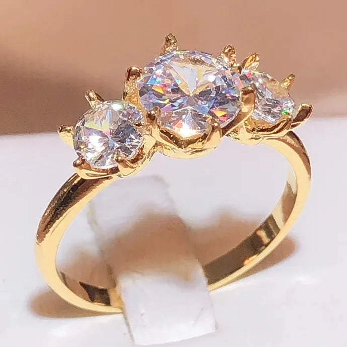 2022 New 18K Gold 925 Stamp White Zirconia Diamond Row Ring for Women