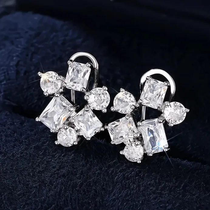 Geometric Cubic Zirconia Stud Earrings for Women Wedding Jewelry