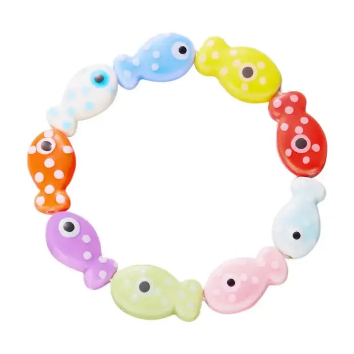 Ceramic Beaded Small Fish Dopamine Bracelets for Women and Men Elastic Gift