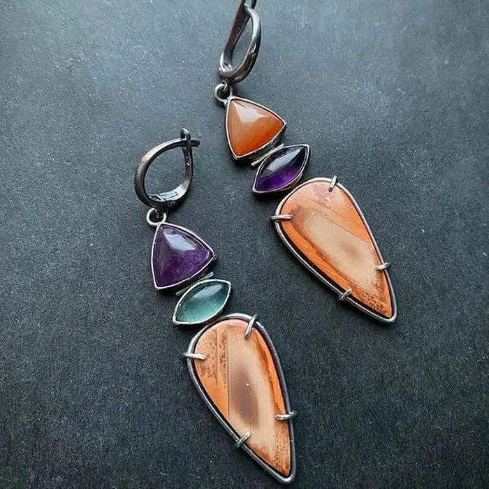 Geometric Triangle Zinc Alloy Drop Earrings Retro Style for Women Party Jewelry