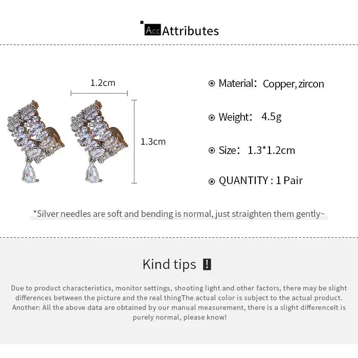 Double Layer C-Shaped Crystal Zircon Clip Earrings No Piercing