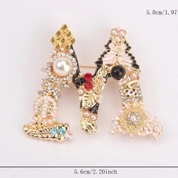 Luxury Letter M Brooch for Men Women Wedding Gift Stylish Accessory