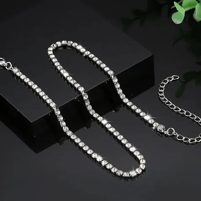 Rhinestone Zinc Alloy Water Drop Choker Necklace for Women Party