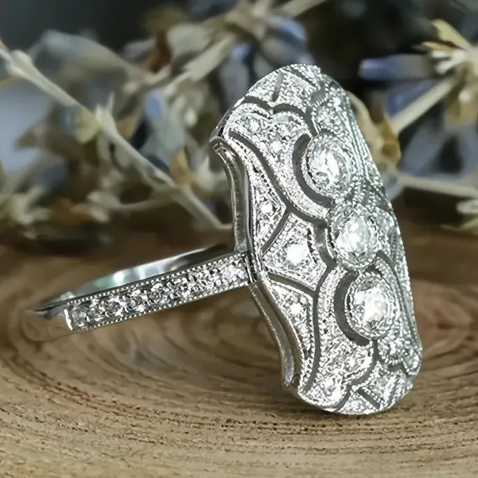 Temperament Women's Cubic Zirconia Geometric Party Ring for Anniversary