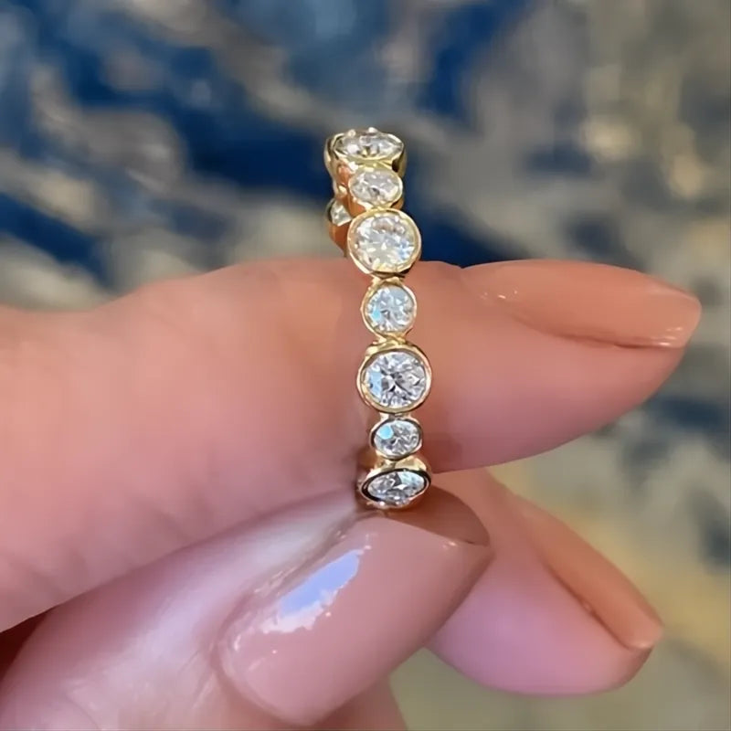 Trendy Round Cubic Zirconia Ring for Women Silver Gold Color Fashion Jewelry Daily Wear