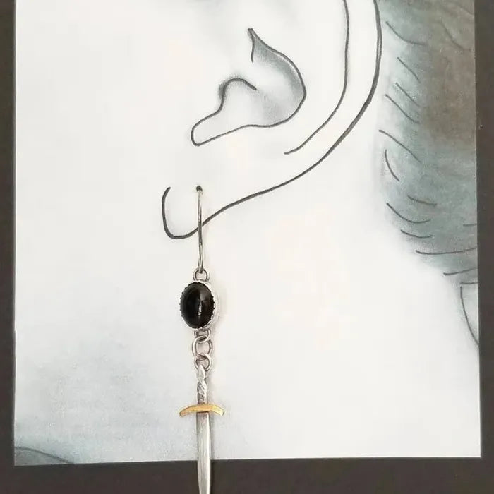 Retro Neutral Sword Pendant Drop Earrings Gothic Zinc Alloy Halloween Jewelry