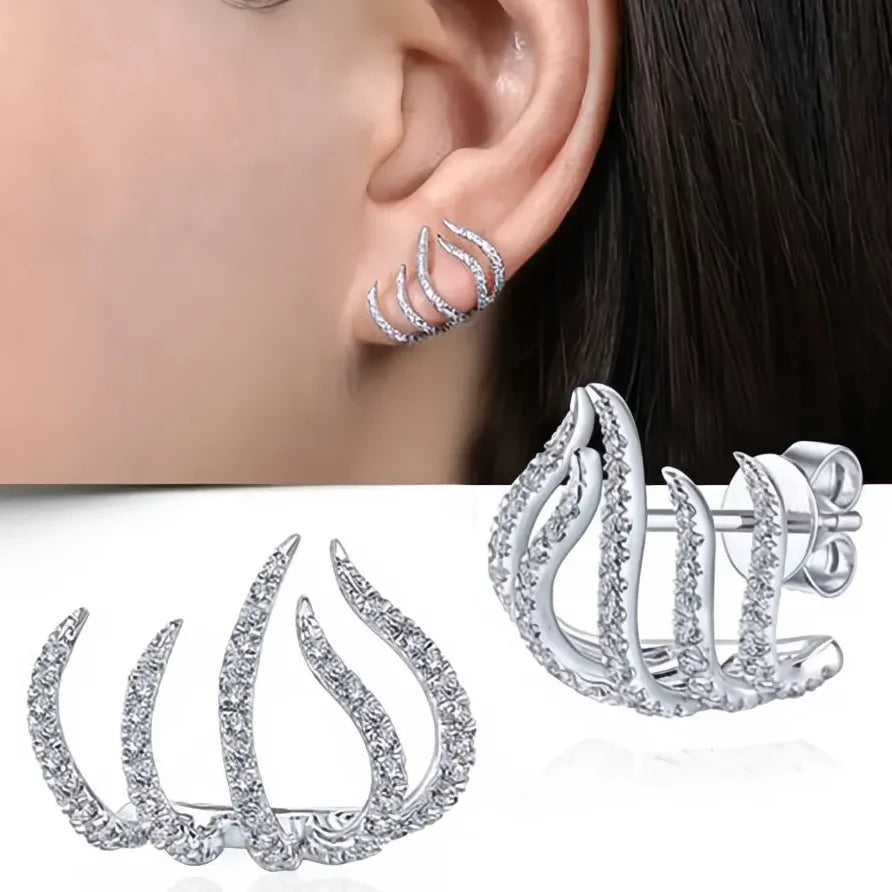 Green CZ Geometric Stud Earrings for Women Wedding Party Jewelry