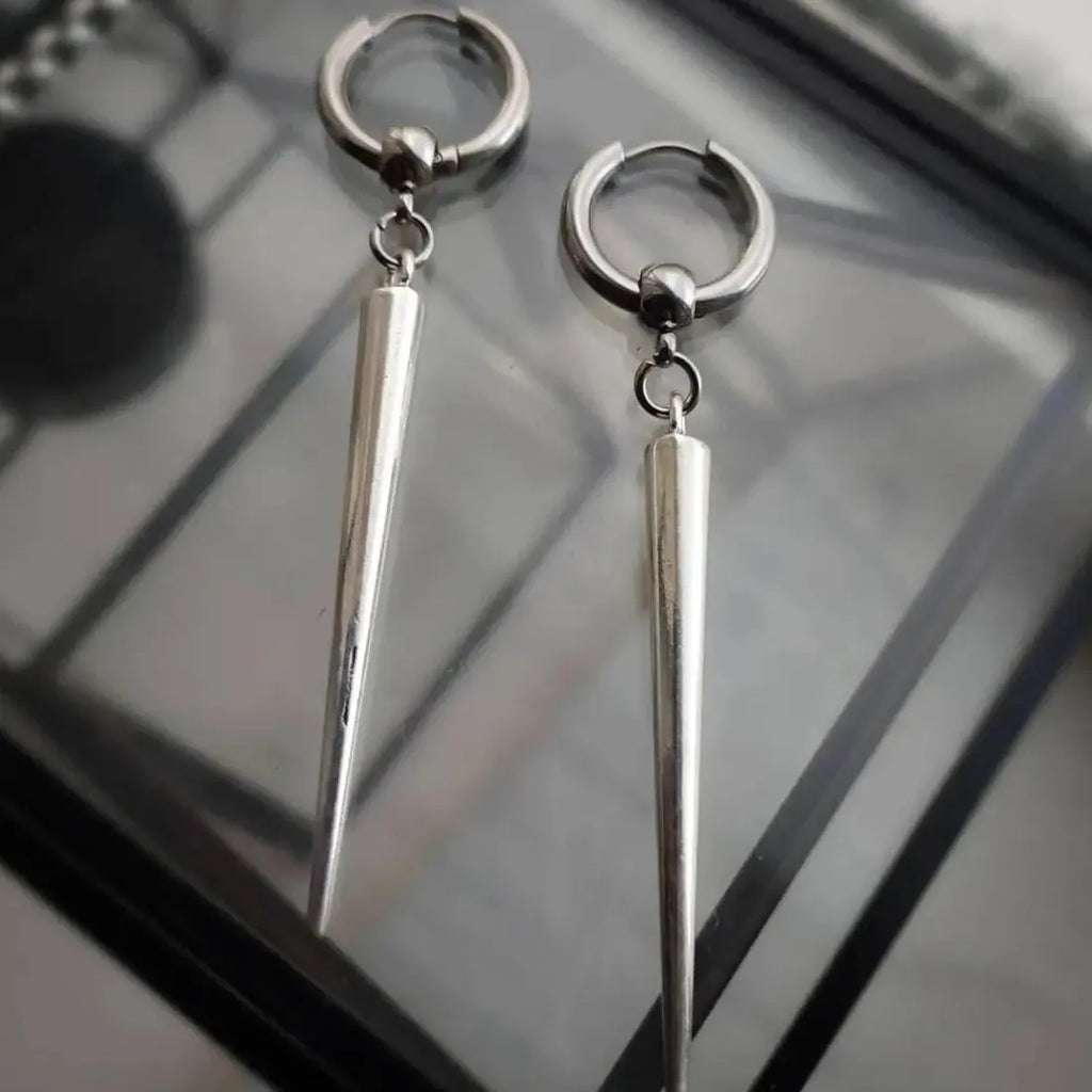 Gothic Cone Drop Earrings for Women Silver Party Jewelry Hip Hop Rock
