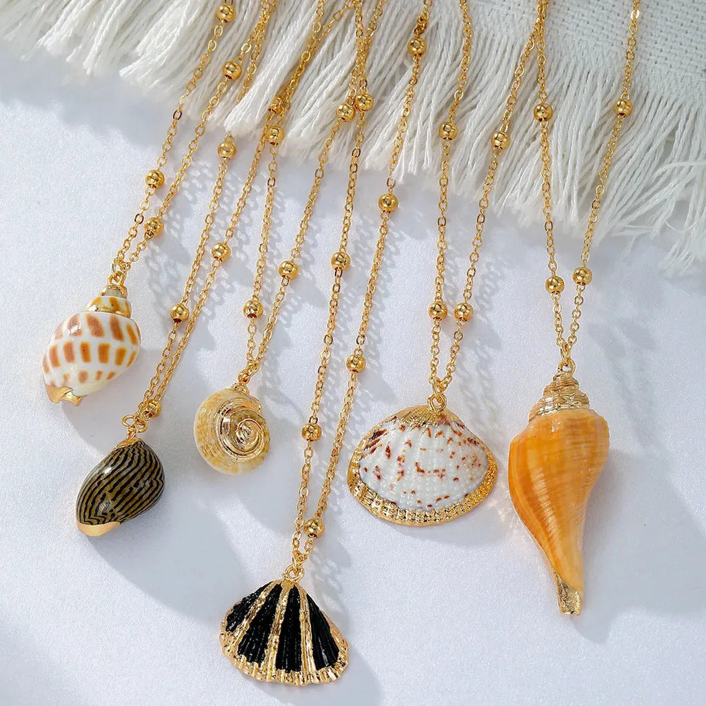 Fashion Beach Shell Conch Pendant Necklace for Women Acrylic Zinc Alloy Jewelry