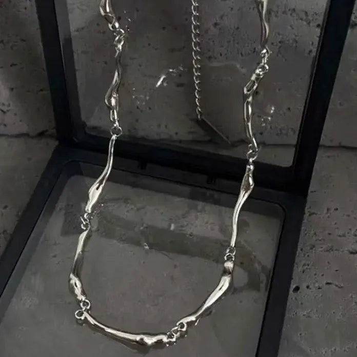 Punk Irregular Wave Chain Necklace Men Women Gothic Figaro Cuban Gift
