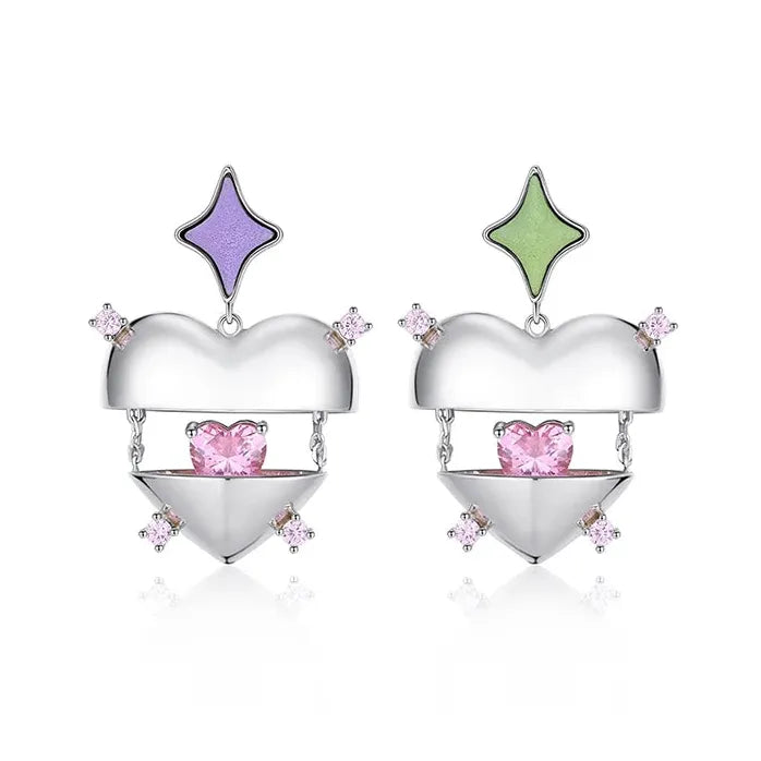 2024 Dopamine Heart Stud Earrings Copper Romantic Y2K Jewelry Gift Women