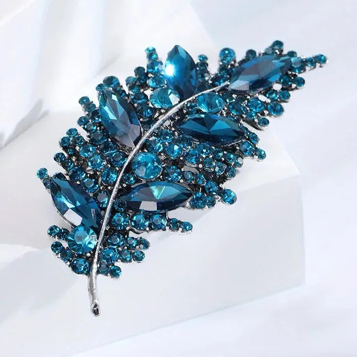 Luxury Feather Leaf Classic Brooch for Women Elegant Jewelry Gift