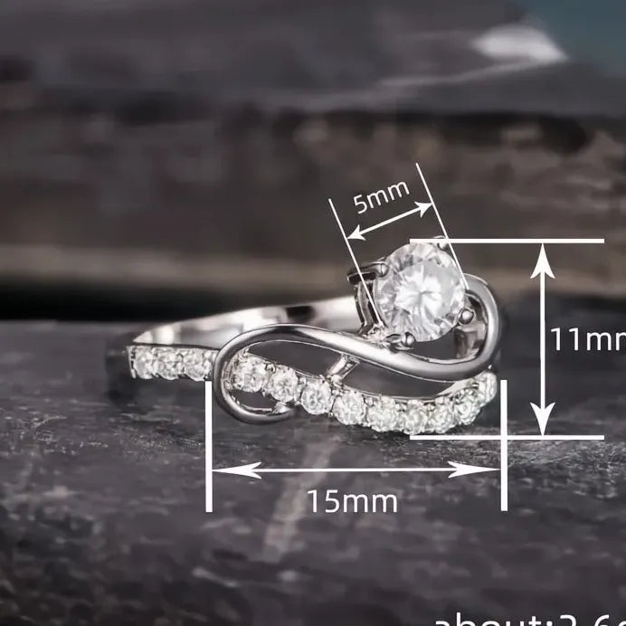 Cubic Zirconia Brass Wedding Band Ring for Women Elegant Fashion Jewelry
