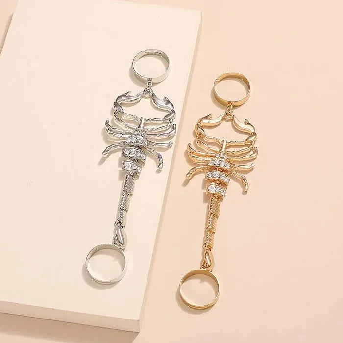 Adjustable Punk Silver Scorpion Chain Ring for Men and Women Jewelry Gift