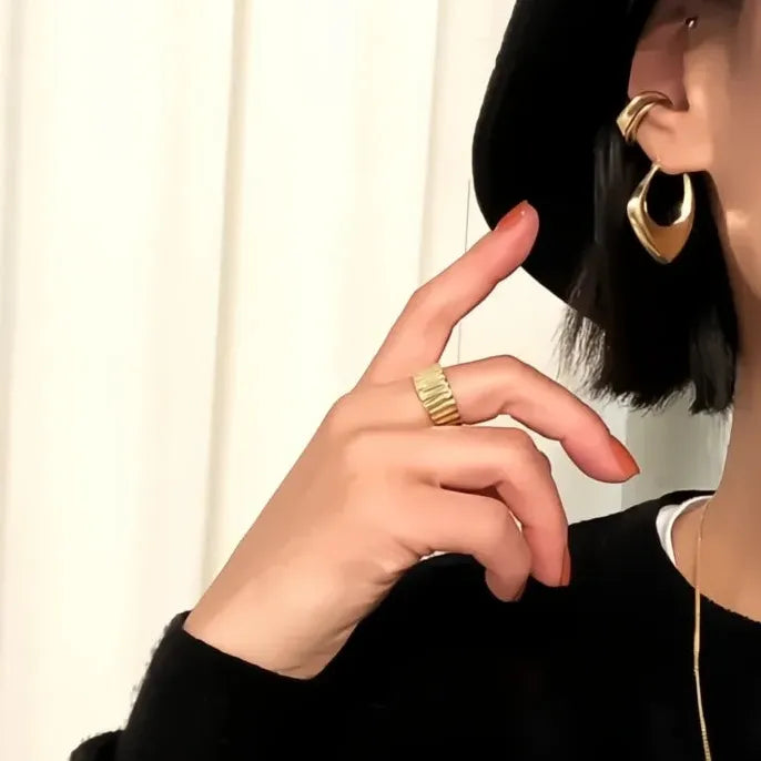 Geometric Copper Alloy Hoop Earrings in Brass Gold Silver Metal Jewelry