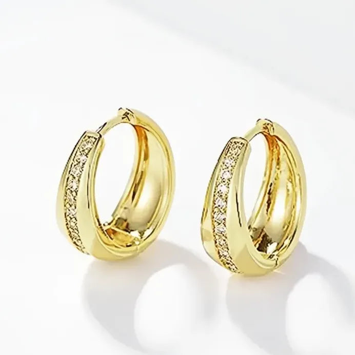 Geometric Hoop Earrings with Cubic Zirconia for Women Everyday Wear