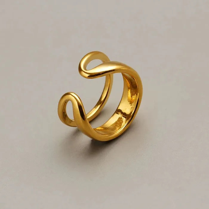 Stainless Steel Double-Deck Adjustable Punk Vintage Open Ring Women Jewelry