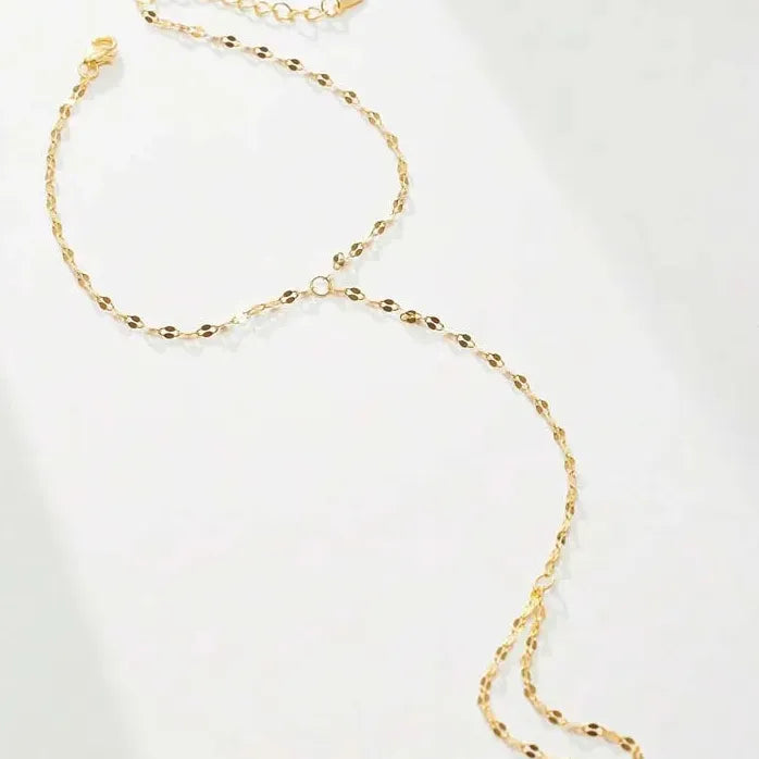 Gold Color Hand Chain Ring Bracelet for Women Minimalist Link Jewelry