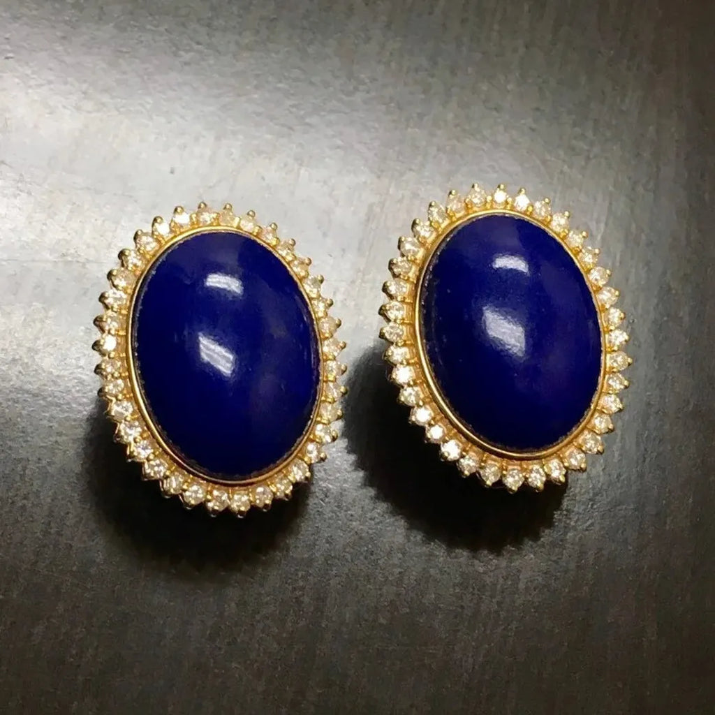 Blue Gemstone Drop Earrings Gold Metal French Court Style Women's Jewelry Gift