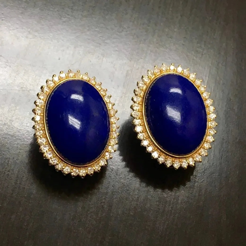 Blue Gemstone Drop Earrings Gold Metal French Court Style Women's Jewelry Gift