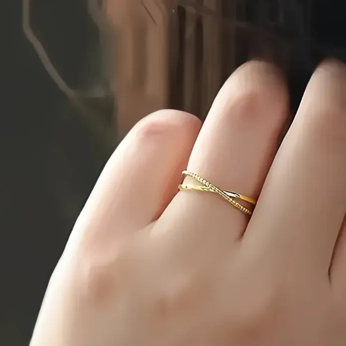 Minimalist Gold Cross Ring for Women Brass Stylish Stackable Finger Ring