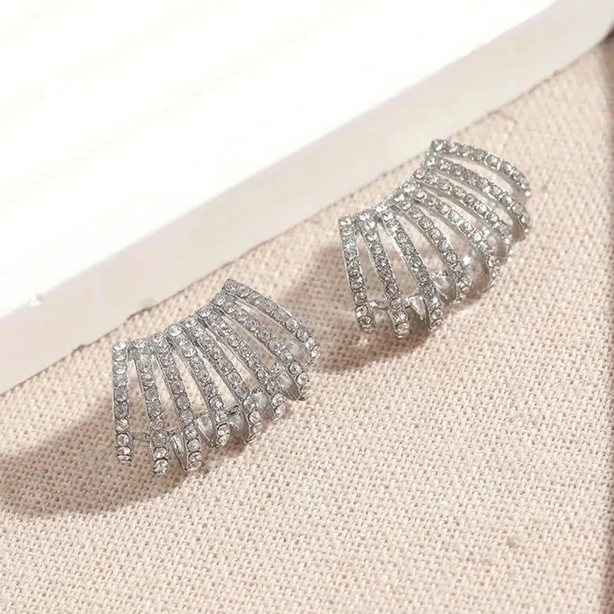 Fashionable Zinc Alloy Cross Arc Long Hanging Earrings for Women Christmas Gift