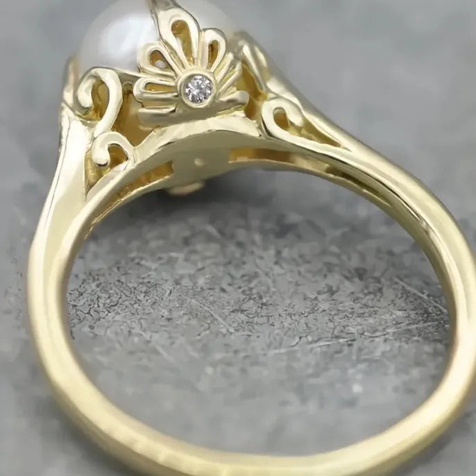 Brass Simulated Pearl Wedding Band Ring for Women Fashion Jewelry Gift