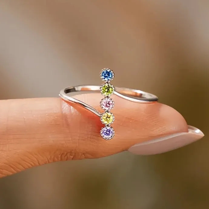 Stylish Colorful Cubic Zirconia Geometric Brass Rings for Women