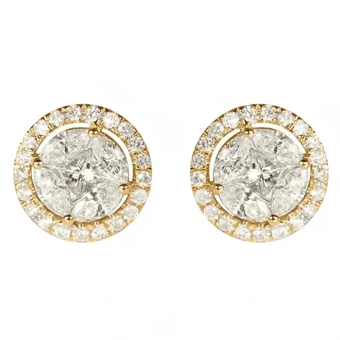 Classic Women's Stud Earrings Gold & Silver Color Cubic Zirconia Crystal Fashion Jewelry