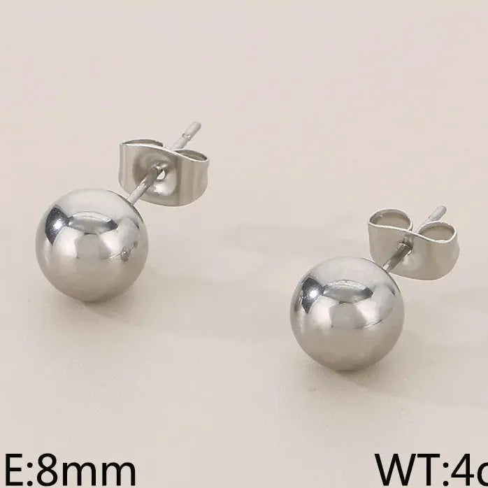Gold Stainless Steel Hollow Ball Stud Earrings for Women Wedding Jewelry